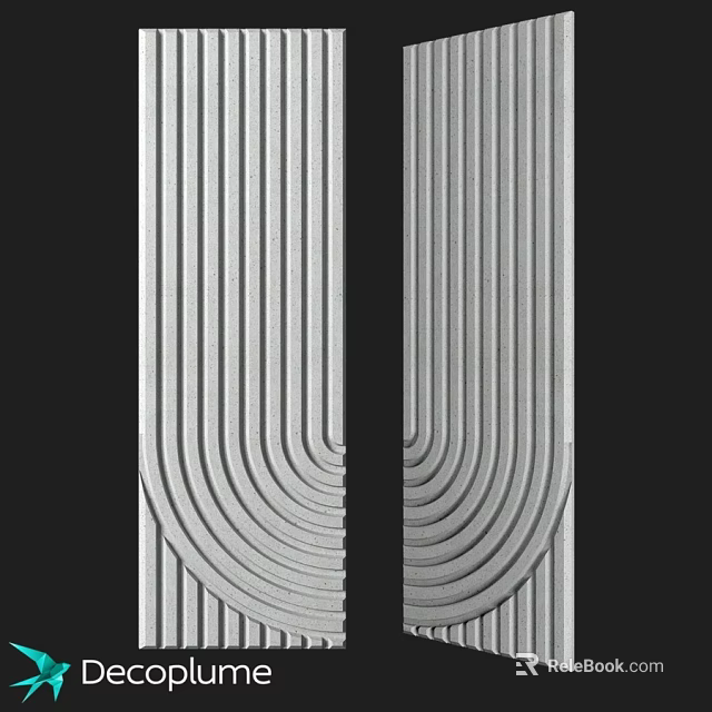 Symmetrical White Components With Vertical And Curved Line Textures In Modern Design 3d model 