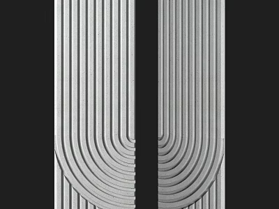 Symmetrical White Components With Vertical And Curved Line Textures In Modern Design 3d model
