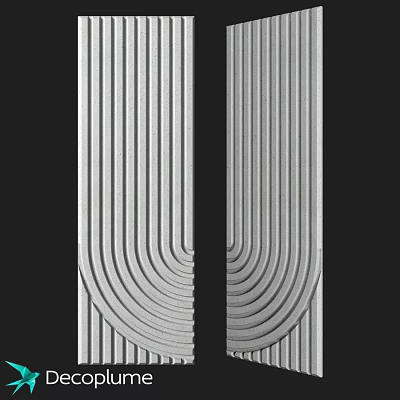 Symmetrical White Components With Vertical And Curved Line Textures In Modern Design 3d model