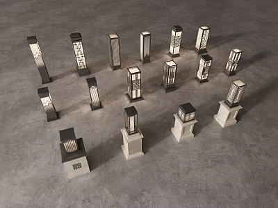 Various Stylish Outdoor Lights With Modern Designs For Garden And Pathway Decoration 3d model