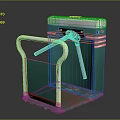 Green Metal Turnstile Gate with Railings for Public Access Control