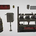Industrial Equipment with Gauges Control Panels Valves Pipes And Metal Containers