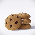 Soft Brown Chocolate Chip Cookie Shaped Plush Cushions Stack On White Background 3d model