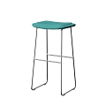 Modern Bar Stool With Blue Padded Seat And Stainless Steel Frame