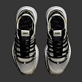 Stylish White And Black Sports Shoes With Thick Soles And Striped Laces Design