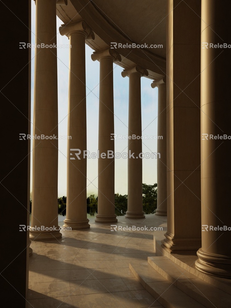 European Roman Column Decoration 3d model