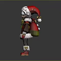 Christmas Elf Character in Red Santa Coat With Brown Sleeves White Trim and Red Shoes