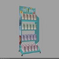 Multi tiered Retail Display Shelf With Colorful Beverage Cans And Assorted Drinks 3d model