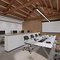 Modern Reception Area Interior Design With Wooden Ceiling Chandelier Armchairs And Decorative Wall