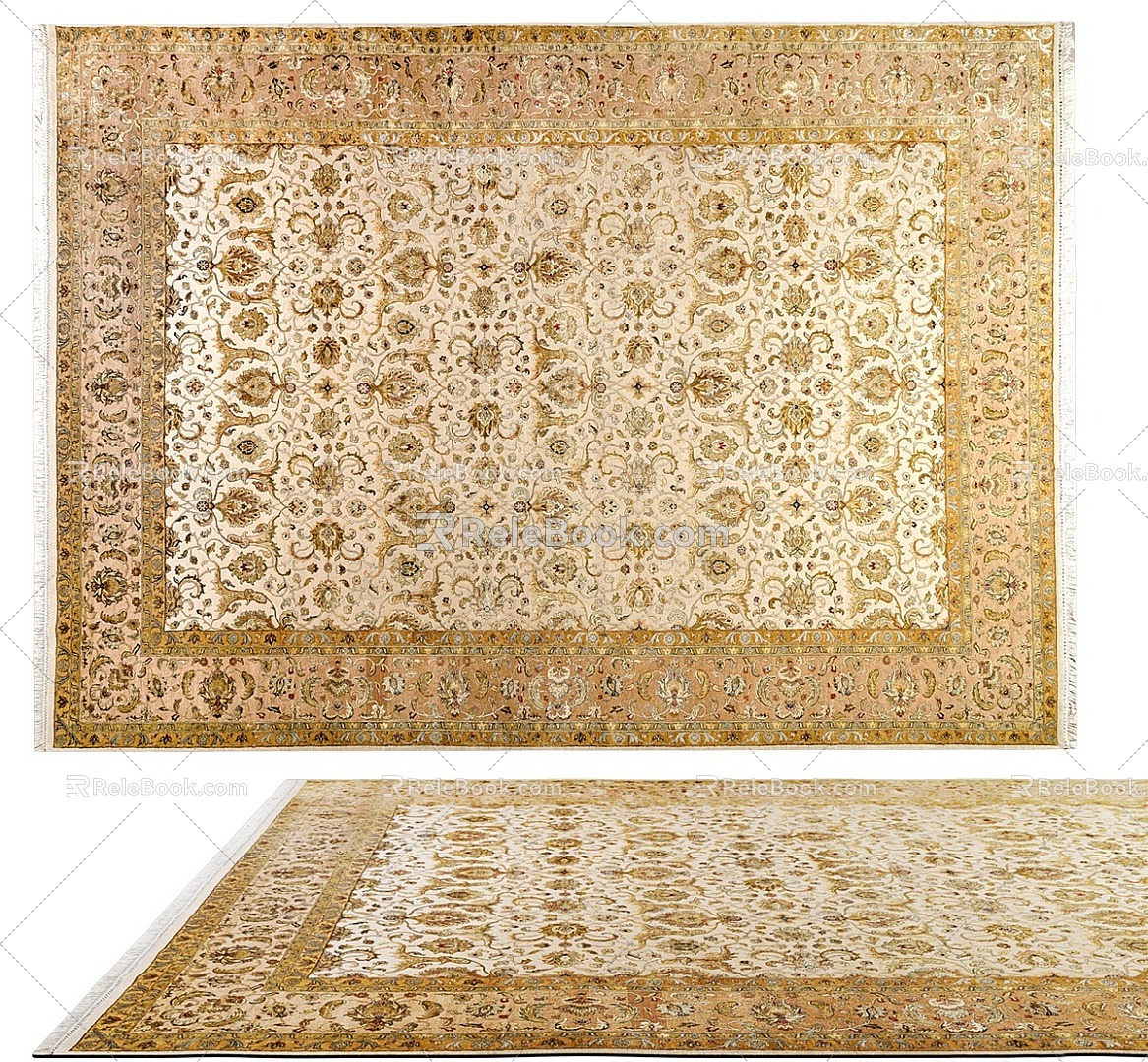 Carpet Nordic Ethnic Style Large Area Full of Crystal Velvet Persian Turkish Bedside Living Room American Retro European Country Square 3d model