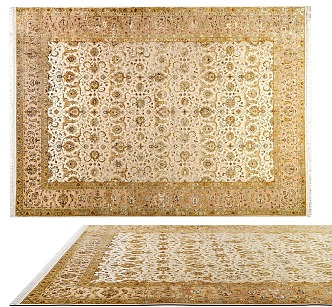 Carpet Nordic Ethnic Style Large Area Full of Crystal Velvet Persian Turkish Bedside Living Room American Retro European Country Square 3d model