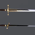 Ornate Decorative Sword with Intricate Gold Engravings Wooden Hilt and Shiny Silver Blade