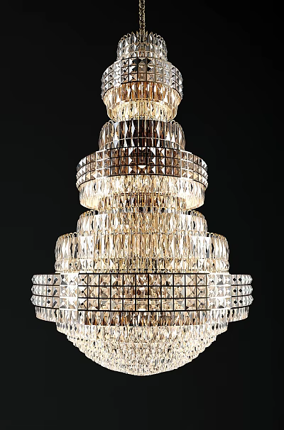 Luxurious Multi Tiered Crystal Chandelier With Elegant Design And Sparkling Transparent Crystals 3d model