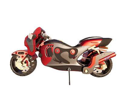 Red And Black Futuristic Sport Motorcycle With Sleek Aerodynamic Body Design 3d model