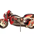 Red And Black Futuristic Sport Motorcycle With Sleek Aerodynamic Body Design