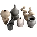 Decorative Ceramic Vessels With Various Shapes And Neutral Colors For Home Decor