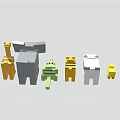 Block Shaped Pixel Style Animal Characters Including Pig Tiger Elephant And Giraffe
