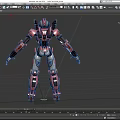 Futuristic Sci Fi Mech Character With Gray Red Armor And Mechanical Design