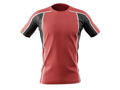 Red And Black Color Block Short Sleeved T Shirt For Sports 3d model