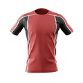 Red And Black Color Block Short Sleeved T Shirt For Sports