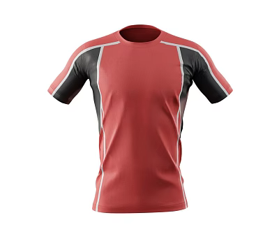 Red And Black Color Block Short Sleeved T Shirt For Sports 3d model