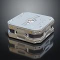 Silver Mobile Robot Base With Square Metal Frame Structured Surface And Indicator Lights 3d model