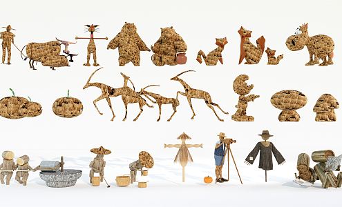 Modern Scarecrow Combination Scarecrow Country Sticks Farm Tools Country Dummy 3d model