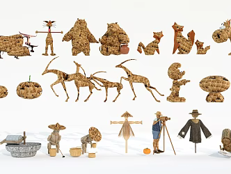 Modern Scarecrow Combination Scarecrow Country Sticks Farm Tools Country Dummy 3d model