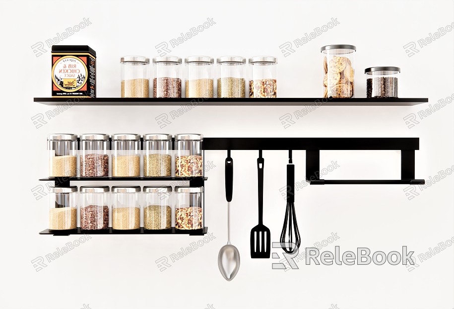 Modern Glass Jar Kitchenware Spatula Spoon Snack Bottle Jar Jar Nut Coarse Grain Kitchen Wall Rack model