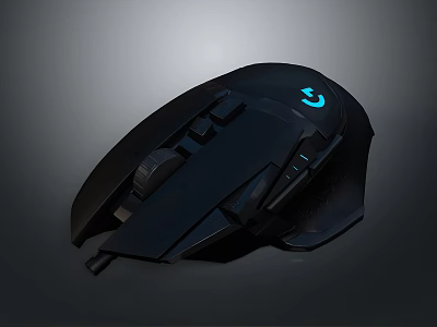 Ergonomic Black Gaming Mouse With RGB Lighting And Programmable Buttons 3d model