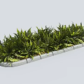 Tidy Green Shrubs In Landscaped Planter Bed With Stone Border Layout 3d model