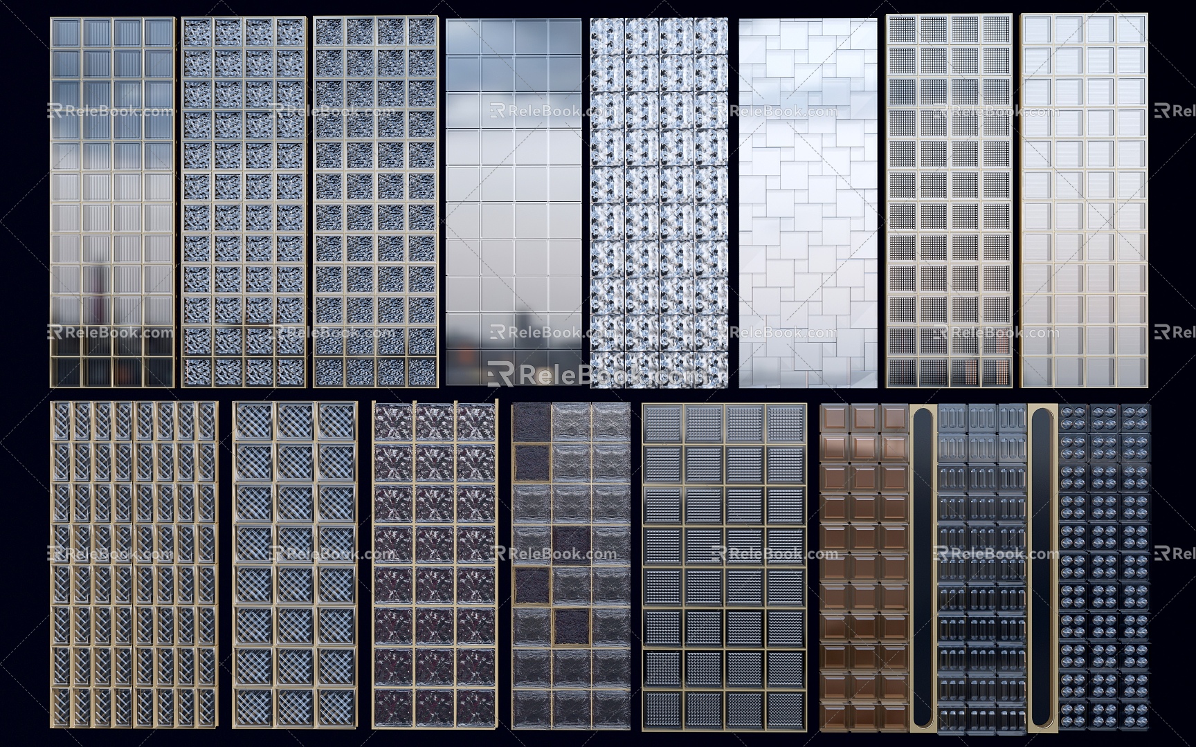 Modern Glass Tile Glass Partition Changhong Glass Crystal Tile Glass Screen Art Glass 3d model