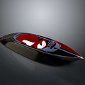 Modern Sleek Speedboat With Black Red Exterior And White Interior Seats Design