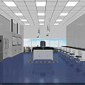 Modern Laboratory Interior With Lab Benches Equipment And Blue Epoxy Flooring 3d model