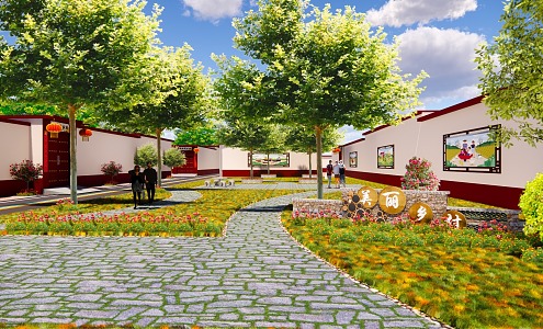 Modern beautiful countryside garden 3d model