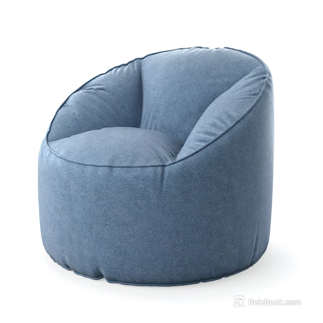 Blue Fabric Bean Bag Chair Comfortable Cozy Soft Living Room Seating 3d model 