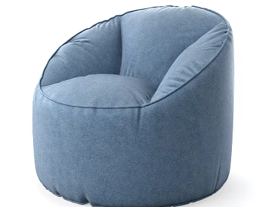 Blue Fabric Bean Bag Chair Comfortable Cozy Soft Living Room Seating 3d model
