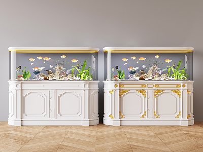 French Style Fish Tank Fish Tank Aquarium Glass Fish Tank Cabinet Aquarium Ornamental Fish Tank Tropical Fish Stone rockery 3d model