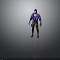 Modern Stylish Man With Blue Hair Blue Jacket Detailed Design Dark Pants And Sneakers