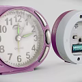 Purple Alarm Clock Disassembled Front Dial With Back Battery Compartment And Battery 3d model