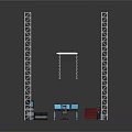Industrial Metal Tower Equipment With Cross Beams Red Box And Blue Lights