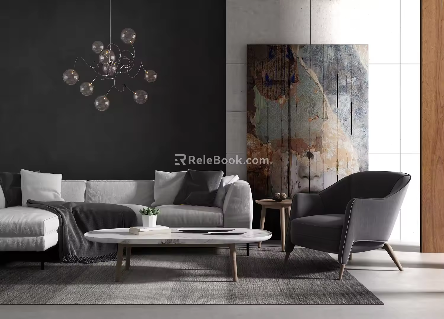 Nordic Sofa Coffee Table Combination Dining Table and Chair Combination 3d model