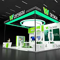 MLemon W DESIGN Store Green And White Exhibition Booth With Bottles Display And Digital Screens