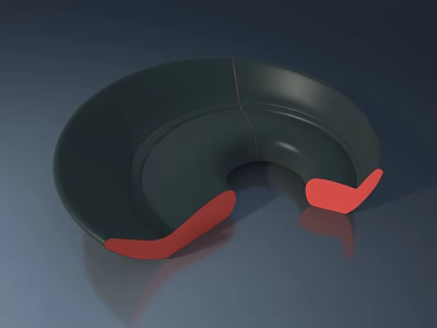 Black Curved Sliding Door With Red Bottom Parts And Sleek Reflective Surface 3d model