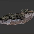 Detailed Rock Model With Layered Formation Green Vegetation And Cave Structure
