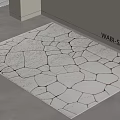 Wabi Sabi Style Square Rug With Light Gray Cracked Pattern For Living Room Decor