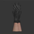 Black Leather Gloves With Shiny Surface Displayed On Mannequin Hands Against Dark Background