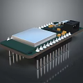 Electronic Circuit Board Featuring Integrated Chip Metal Pins And Black Connector