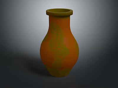 Orange And Green Decorative Vase With Gradient Pattern And Smooth Surface 3d model