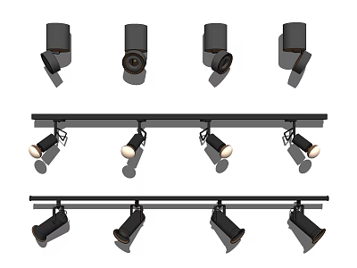 Modern Adjustable Track Mounted Downlights and Spotlights for Home Lighting 3d model